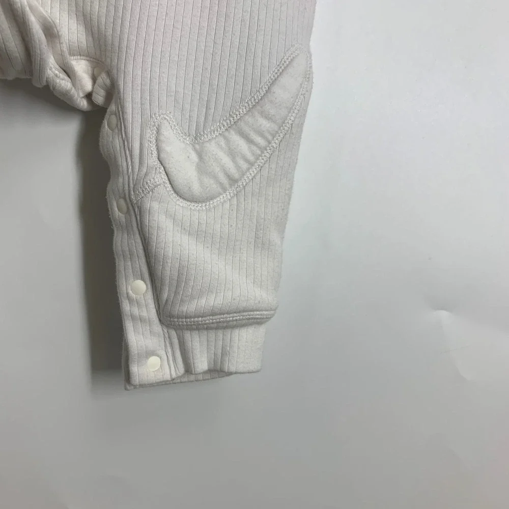 Nike Kids Ready Set Ribbed Long Sleeve Romper Padded Swoosh Knees Elbows SZ 6-9M